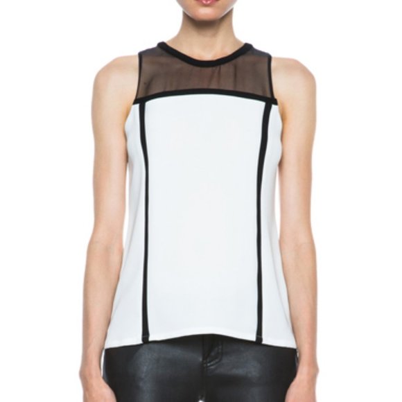 A.L.C. Zaha Crew Neck Mesh Sheer Sleeveless Top - Picture 1 of 7